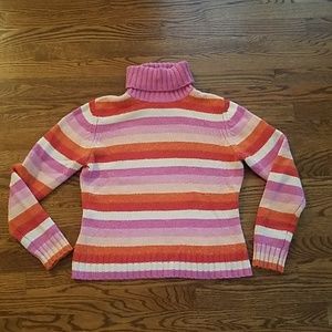 Gap Pink/Orange/Blush/White Turtleneck Sweater